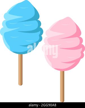 Zuckerwatte, Illustration, Vektor auf weißem Hintergrund. Stock Vektor