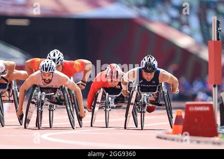 Tokio, Japan. August 2021. Masayuki Higuchi (JPN) Leichtathletik : 1500 Meter T54 der Männer während der Paralympischen Spiele von Tokio 2020 im Nationalstadion in Tokio, Japan . Quelle: AFLO SPORT/Alamy Live News Stockfoto