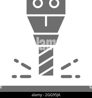 Fräsarbeiten, Spindel für CNC-Maschine graues Symbol. Stock Vektor