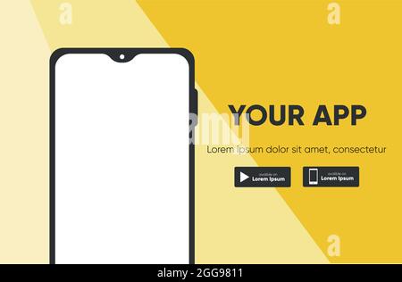 Landing Page der App-Website für Smartphones zum Herunterladen. Vektor Stock Vektor