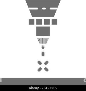 Laserschneidmaschine, Lasergravur graues Symbol. Stock Vektor