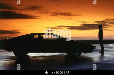 1982 Lotus Esprit Turbo Fahren in Norfolk UK. Titelgeschichte zu Car & Driver. Stockfoto