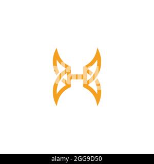 Buchstabe h einfache geometrische Linie Schmetterling Flügel Logo Vektor Stock Vektor