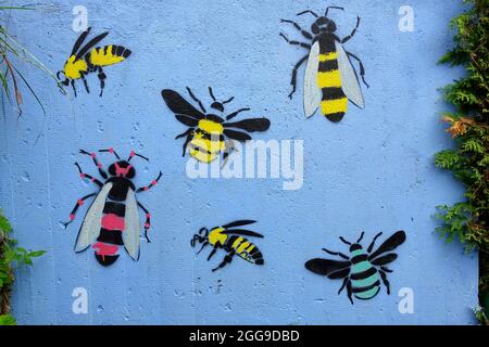 Gespritzte Insekten, Wand in Berlin Stockfoto