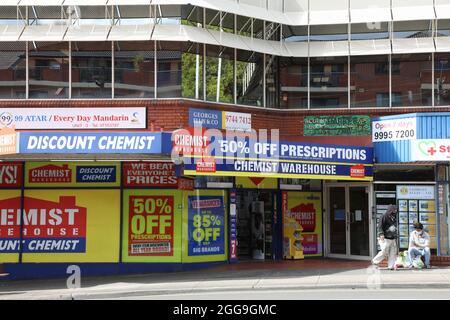 Chemiker Warehouse Discount Chemiker, 1/56-60 The Boulevarde, Strathfield NSW 2135 Stockfoto