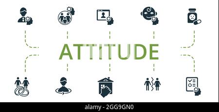 Einstellung Symbol festgelegt. Enthält editierbare Symbole Thema wie Online-Psychologe, Antidepressiva, häusliche Gewalt und mehr. Stock Vektor