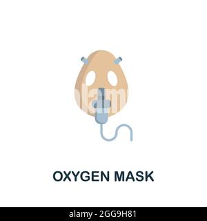 Flach-Symbol für Sauerstoffmaske. Farbiger Schild aus der Sauerstoffaufnahme. Creative Oxygen Mask Icon Illustration für Webdesign, Infografiken und mehr Stock Vektor