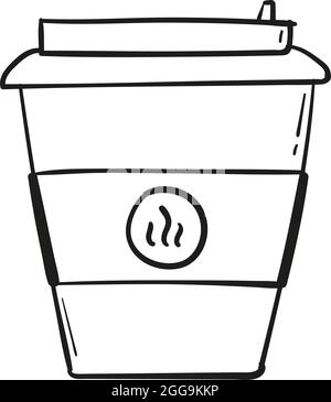 Handgezeichnetes Kaffeetassen-Symbol im Doodle-Stil isoliert. Stock Vektor