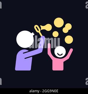 Blasen Sie Blasen zusammen RGB-Farbsymbol für dunkles Thema Stock Vektor