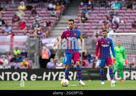 Sergio Busquets vom FC Barcelona während des spanischen Fußballspiels La Liga zwischen dem FC Barcelona und Getafe CF am 29. August 2021 im Camp Nou Stadion in Barcelona, Spanien - Foto Marc Gonzalez Aloma / Spanien DPPI / DPPI Stockfoto