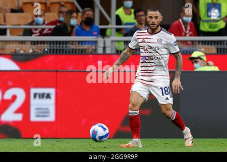 Mailand, Italien. August 2021. Nahitan Nandez (Cagliari Calcio) in Aktion während AC Milan vs Cagliari Calcio, Italienische Fußballserie A Spiel in Mailand, Italien, August 29 2021 Kredit: Unabhängige Fotoagentur/Alamy Live News Stockfoto