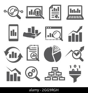 Symbole für die Datenanalyse auf weißem Hintergrund. Stock Vektor