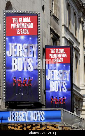 London, England, Großbritannien. Jersey Boys Musical im Trafalgar Theater, Whitehall. August 2021 Stockfoto