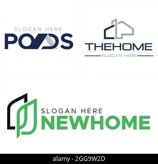 Haus Gebäude Linie Vektor Vorlage Logo Design Stock Vektor