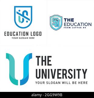Logo mit Schild und Schriftzug „SU Education“ Stock Vektor