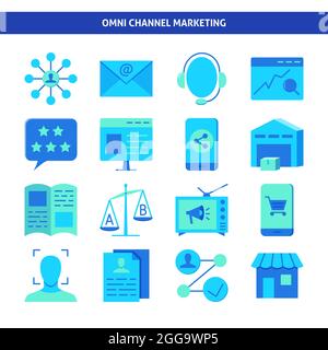 Omni Channel-Marketing-Symbol in flachem Design. Vektorgrafik. Stock Vektor