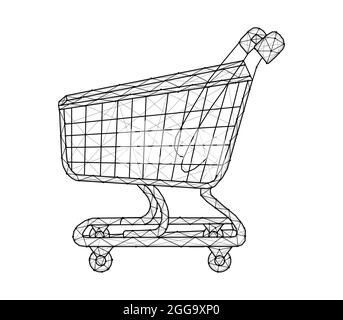 Polygonale Warenkorb Vektor-Illustration isoliert auf weißem Hintergrund. Stock Vektor