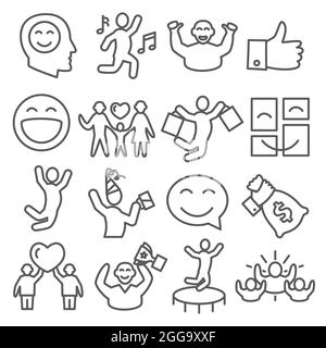 Symbole der Joy-Linie auf weißem Hintergrund. Stock Vektor