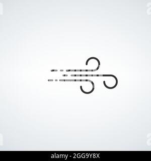 Symbol „Wind“, Symbol „Wetter“, Symbol „Blasen“. Stock Vektorgrafik isoliert auf weißem Hintergrund. Stock Vektor