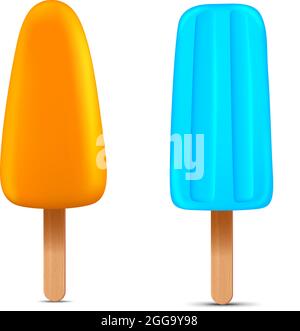 Set von hellen realistischen hausgemachten gefrorenen Eis Eis Eis, Vektor realistisch saftig Eis Symbol Stock Vektor