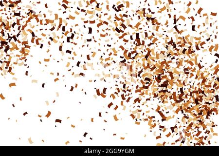 Kaffee Farbe Konfetti isoliert auf weißem Hintergrund. Schokoladentöne Textur. Braune Partikel. Digital Generiertes Bild. Vektorgrafik, EPS 10. Stock Vektor