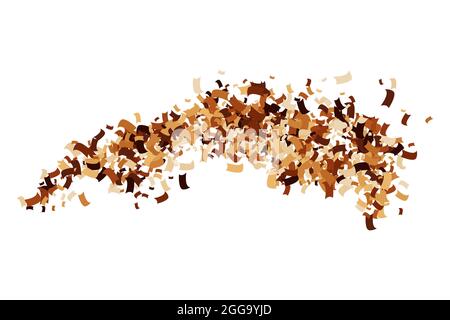 Kaffee Farbe Konfetti isoliert auf weißem Hintergrund. Schokoladentöne Textur. Braune Partikel. Digital Generiertes Bild. Vektorgrafik, EPS 10. Stock Vektor