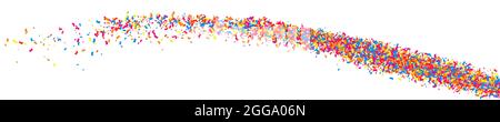 Bunte Explosion Von Confetti. Körnige Abstrakte Mehrfarbige Textur Isoliert Auf Weiß. Panoramafenster. Breites Horizontales Langes Banner Für Standort. Ve Stock Vektor