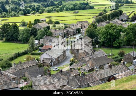 Gunnerside Village im Spätsommer, Swaledale, Yorkshire Dales, Großbritannien Stockfoto