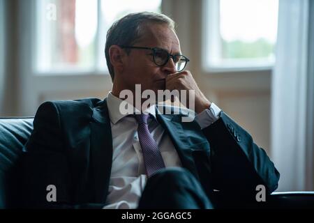 Berlin, Deutschland. August 2021. Michael Müller (SPD), Regierender Bürgermeister von Berlin, spricht im Interview. Quelle: Christophe Gateau/dpa/Alamy Live News Stockfoto