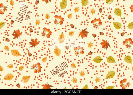 Herbst nahtlose Muster Hintergrund mit fallenden Blättern. Vektorgrafik EPS10 Stock Vektor