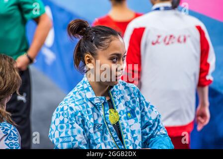 Melbourne, Australien. Dezember 2014. Aida Bauyrzhanova aus Kasachstan während der Melbourne Artistic Gymnastics World Cup in der John Cain Arena. Kredit: SOPA Images Limited/Alamy Live Nachrichten Stockfoto