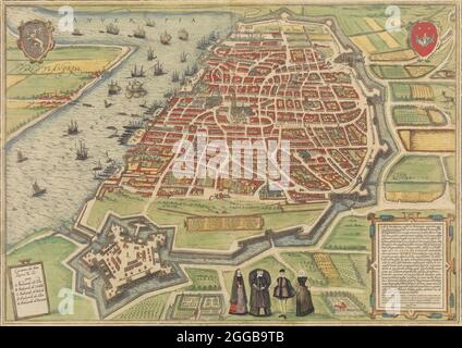 Blick auf Antwerpen, 1572-94. Aus Braun und Hogenbergs Civitates Orbis Terrarum. Stockfoto