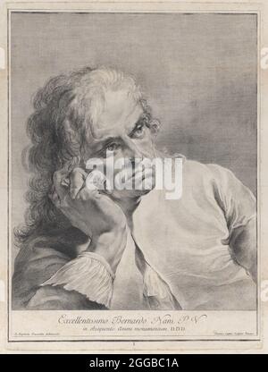 Nachdenklicher Mann, der seinen Kopf auf die Hand legte, 1743. Nach Giovanni Battista Piazzetta. Platte 1 von „Icones ad vivum expressae“. Stockfoto