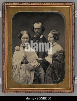 Ohne Titel (Porträt von zwei Frauen und einem Mann), 1855. Ein Werk aus Daguerreotypie. Stockfoto