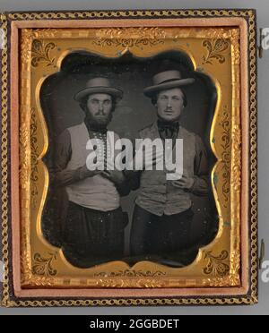 Untitled (Portrait of Two Men Wearing Straw Hats), 1855. Ein Werk aus Daguerreotypie. Stockfoto