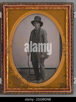 Untitled (Portrait of a Standing man with Top hat), 1855. Ein Werk aus Daguerreotypie. Stockfoto