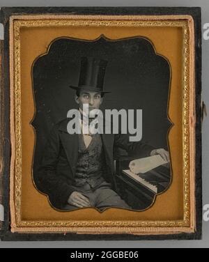 Untitled (Portrait of a Seated man with a Top hat), 1855. Ein Werk aus Daguerreotypie. Stockfoto
