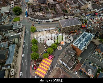 Luftaufnahme des Our Burslem Festivals Stoke on Trent Birds Eye View Stockfoto