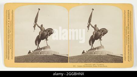 Logan Monument, Lake Front Park, 1887/93. Albumendruck, Stereo, aus der Serie "Chicago und Umgebung". Stockfoto