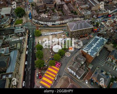 Luftaufnahme des Our Burslem Festivals Stoke on Trent Birds Eye View Stockfoto