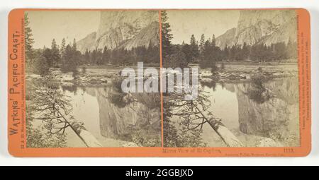 Spiegelansicht von El Capitan, Yosemite Valley, Mariposa County, Cal., 1861/76. Albumin-Druck, Stereo, nein 1119 aus der Serie "Watkins' Pacific Coast". Stockfoto