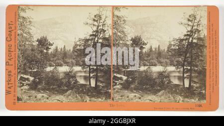 The Lake, Yosemite Valley, Mariposa County, Cal., 1861/76. Albumin-Druck, Stereo, nein 1028 aus der Serie "Watkins' Pacific Coast". Stockfoto