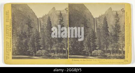Pohono, oder der Bridal Veil, 900 Fuß, Yosemite Valley, Mariposa County, Cal., 1867. Albumin-Druck, Stereo, nein 1075 aus der Serie "Watkins' Pacific Coast". Stockfoto