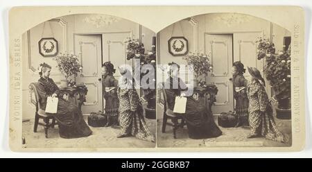 The Morning Call, 1860/1901. [Kinder in schickes Kleid, so als wären sie Besucher]. Albumendruck, Stereokard, nein 120 aus der Serie "Young Ideas". Stockfoto