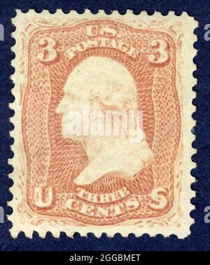 3c Washington Single, 1861. Nicht verwendet; Perf 12. Stockfoto