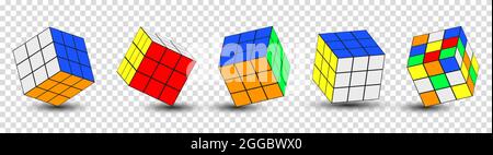 Vinnyzja, Ukraine - 23. August 2021. Rubik's Cube isoliert auf transparentem Hintergrund. Vektorgrafik Stock Vektor