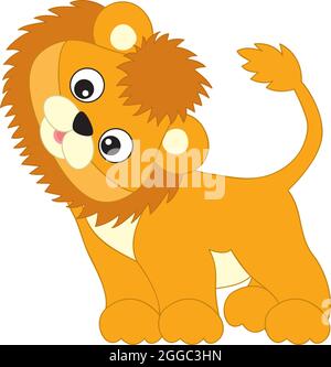 Cute Baby Lion Standing. Vector Lion Cub  Stock Vektor