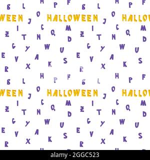 Nahtloser Halloween Schriftzug mit anderen Lettres Muster. Endlose Urlaub Hintergrund. Isolierte Vektorgrafik auf Weiß Stock Vektor