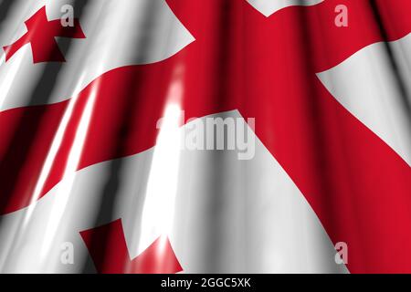 Schöne Feier Flagge 3d-Illustration - glänzend - sieht aus wie Kunststoff-Flagge von Georgien mit großen Falten flach in der Ecke liegen Stockfoto