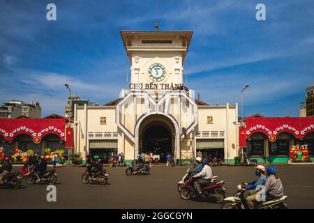 2. Januar 2016: Saigon Central Market, auch bekannt als Ben Thanh Market, eine der frühesten erhaltenen Strukturen in Saigon, Vietnam. Es ist auch ein Import Stockfoto